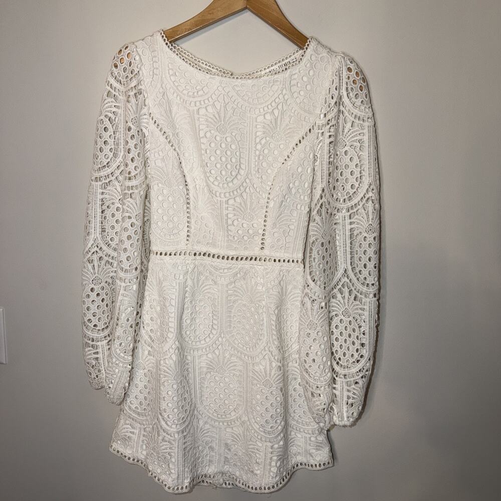 Saints & Secrets Lace Open Back LS Mini Dress Size Small Balloon Sleeve Mini